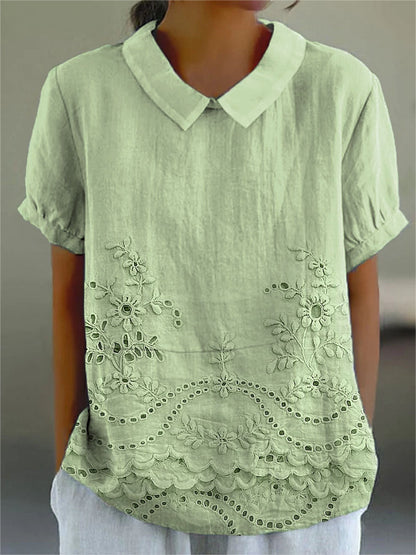 Elegant Sommerlook | Broderet Komfortbluse