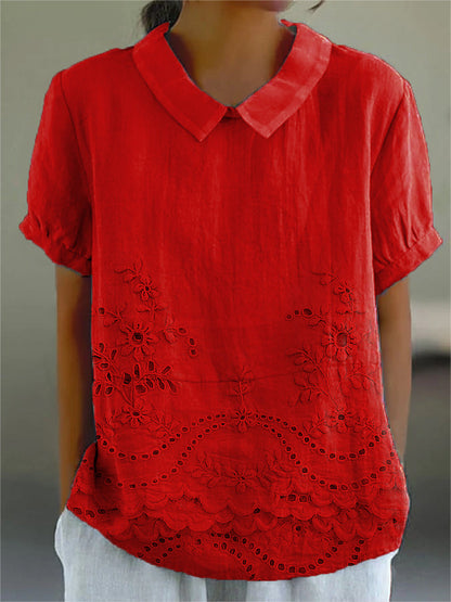 Elegant Sommerlook | Broderet Komfortbluse