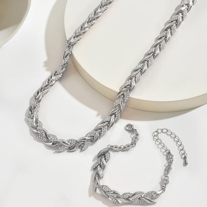Claudine Sæt: Elegant Halskæde + Armbånd