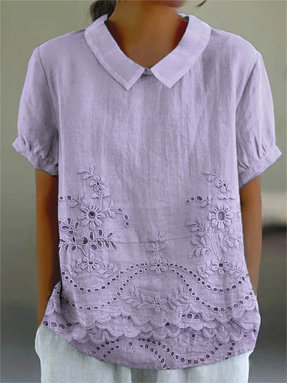 Elegant Sommerlook | Broderet Komfortbluse