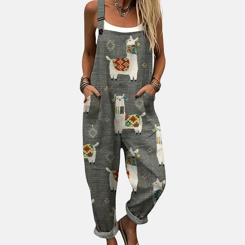 Let og Luftig Mønstret Overalls - Perfekt til Afslappede Dage