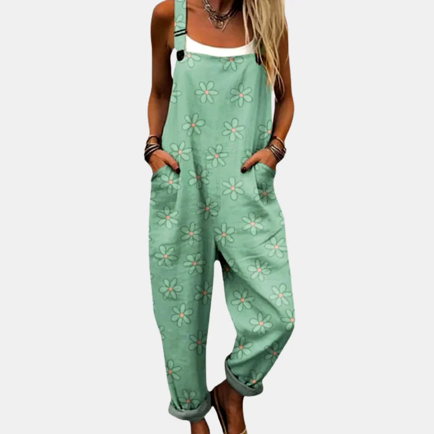 Let og Luftig Mønstret Overalls - Perfekt til Afslappede Dage