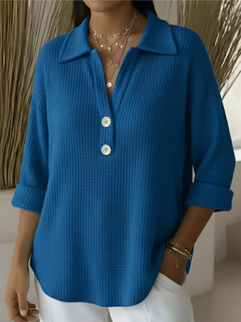 Blød Strikket Trøje med Krave - Komfort til Hverdag