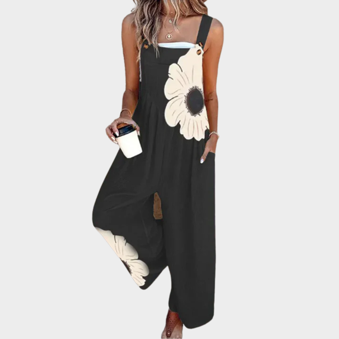 Let og Luftig Mønstret Overalls – Perfekt til Afslappede Dage