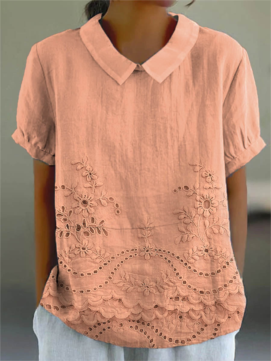 Elegant Sommerlook | Broderet Komfortbluse