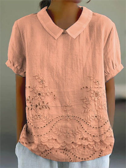 Elegant Sommerlook | Broderet Komfortbluse