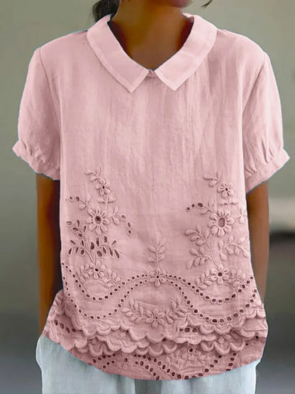 Elegant Sommerlook | Broderet Komfortbluse