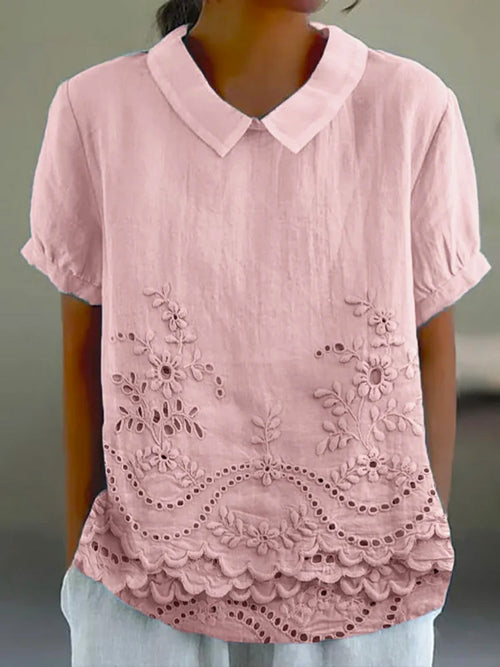 Elegant Sommerlook | Broderet Komfortbluse